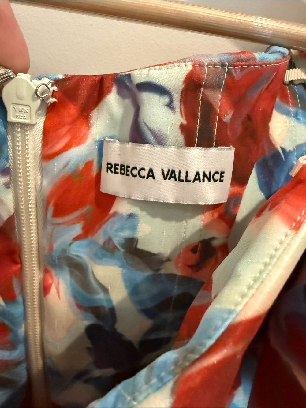 Rebecca Vallance Fleurette floral taffeta midi Dress Red, Blue- size US 6 - Picture 6 of 16